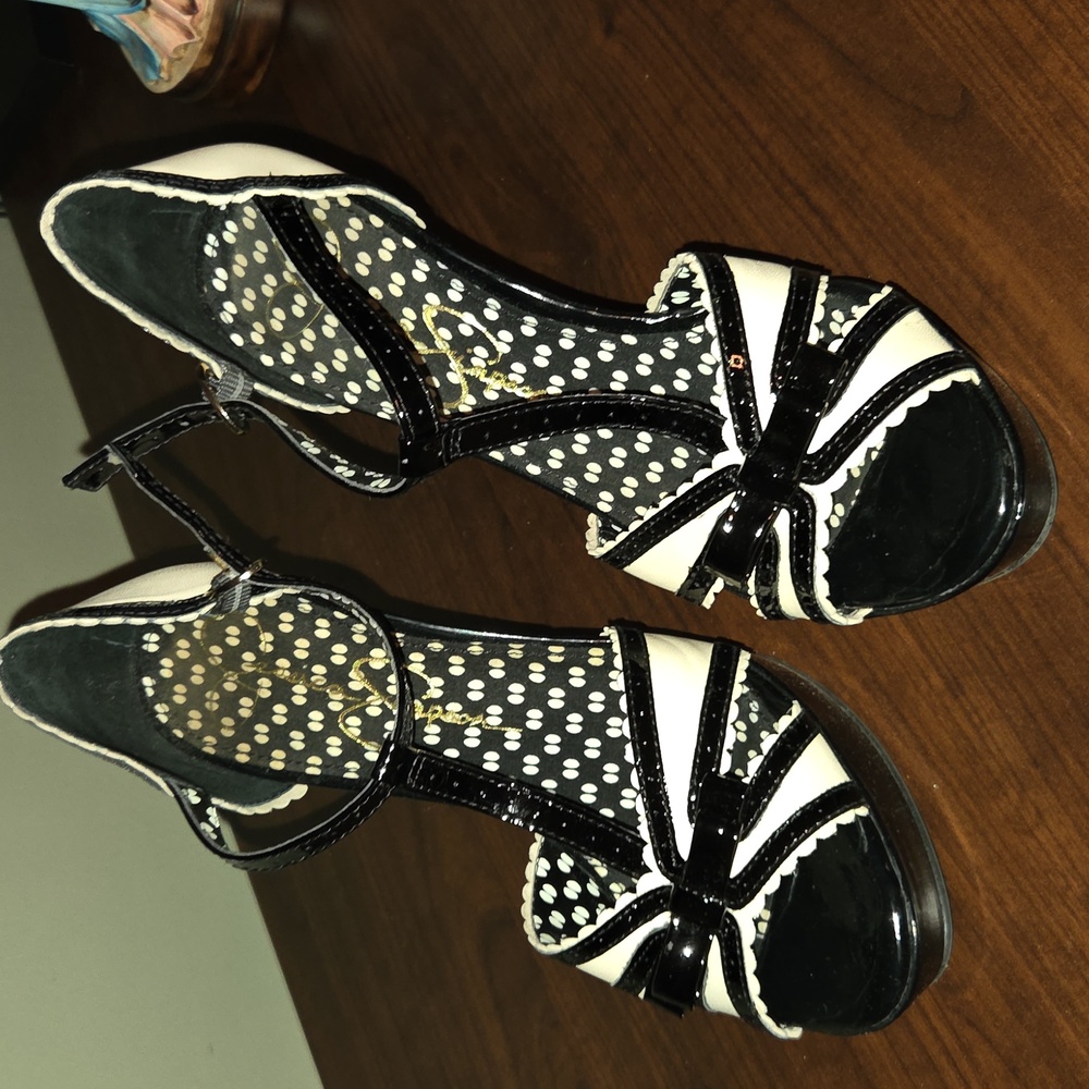 Off-white and Black Wedge Heels